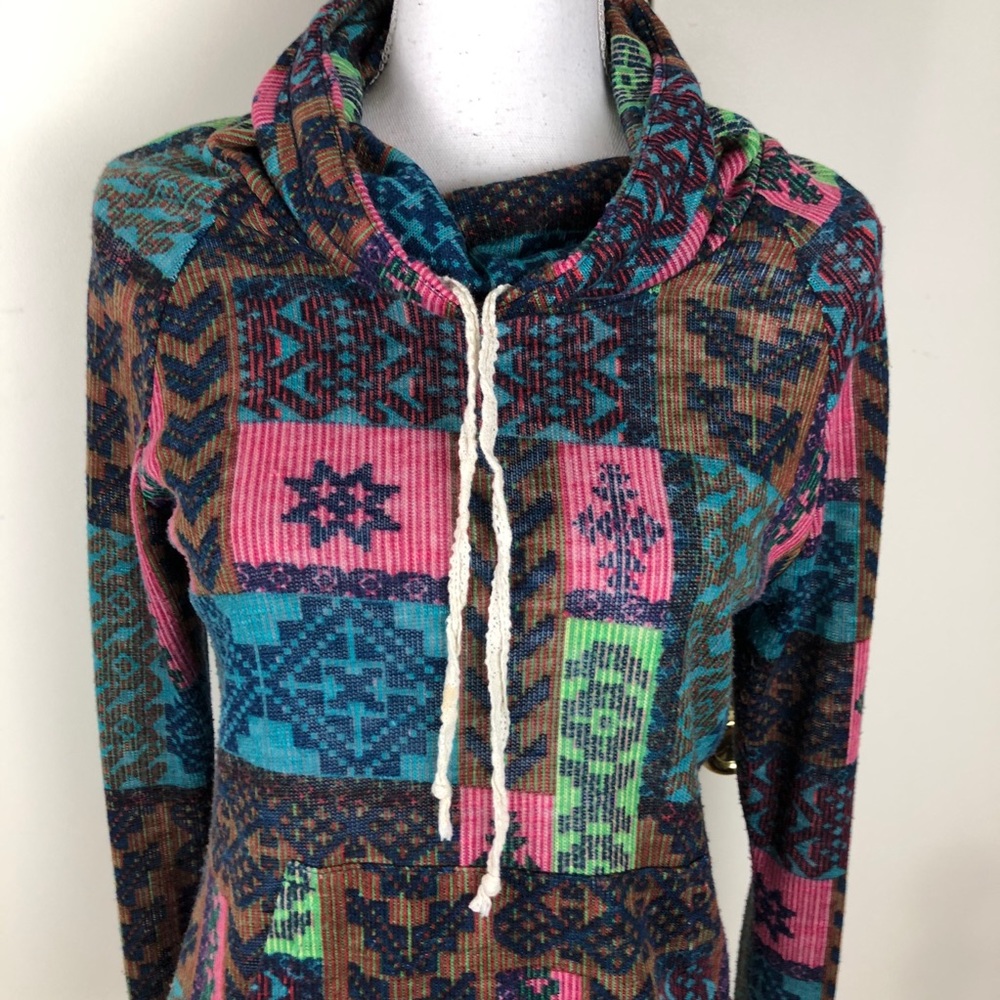 Self Esteem Cowl Neck Patch Aztec Design Sweater - image 2